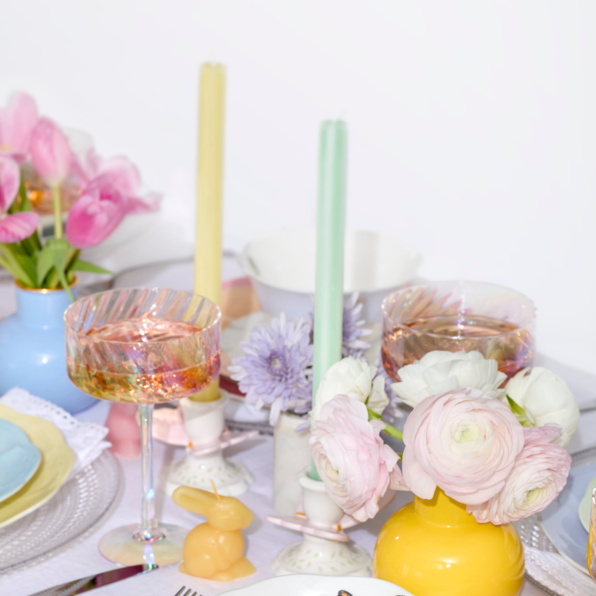 Pastel Striped Table Candles. Set of 8 - Image 4