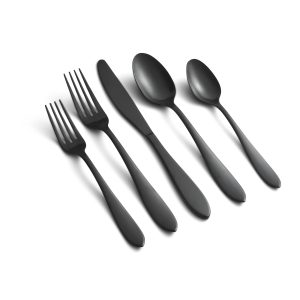 Delia Black Satin 20-Piece Flatware Set