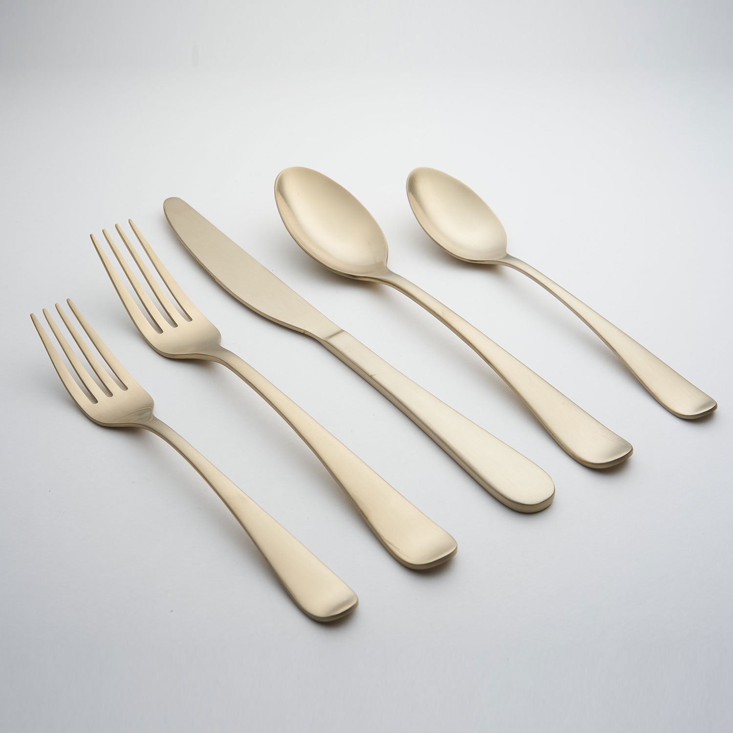Rhiannon Champagne Satin 20-Piece Flatware Set - Image 3