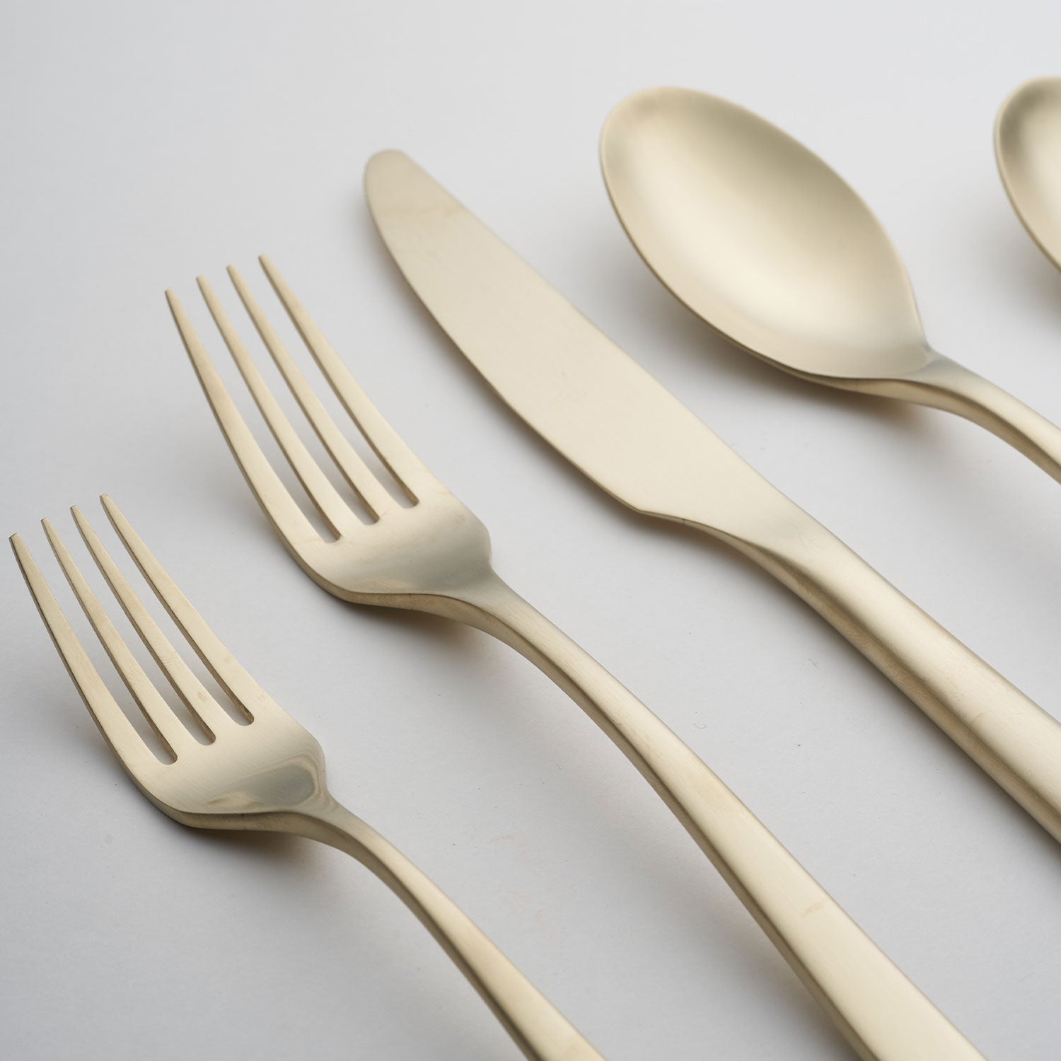 Averie Champagne Satin 20-Piece Flatware Set - Image 4