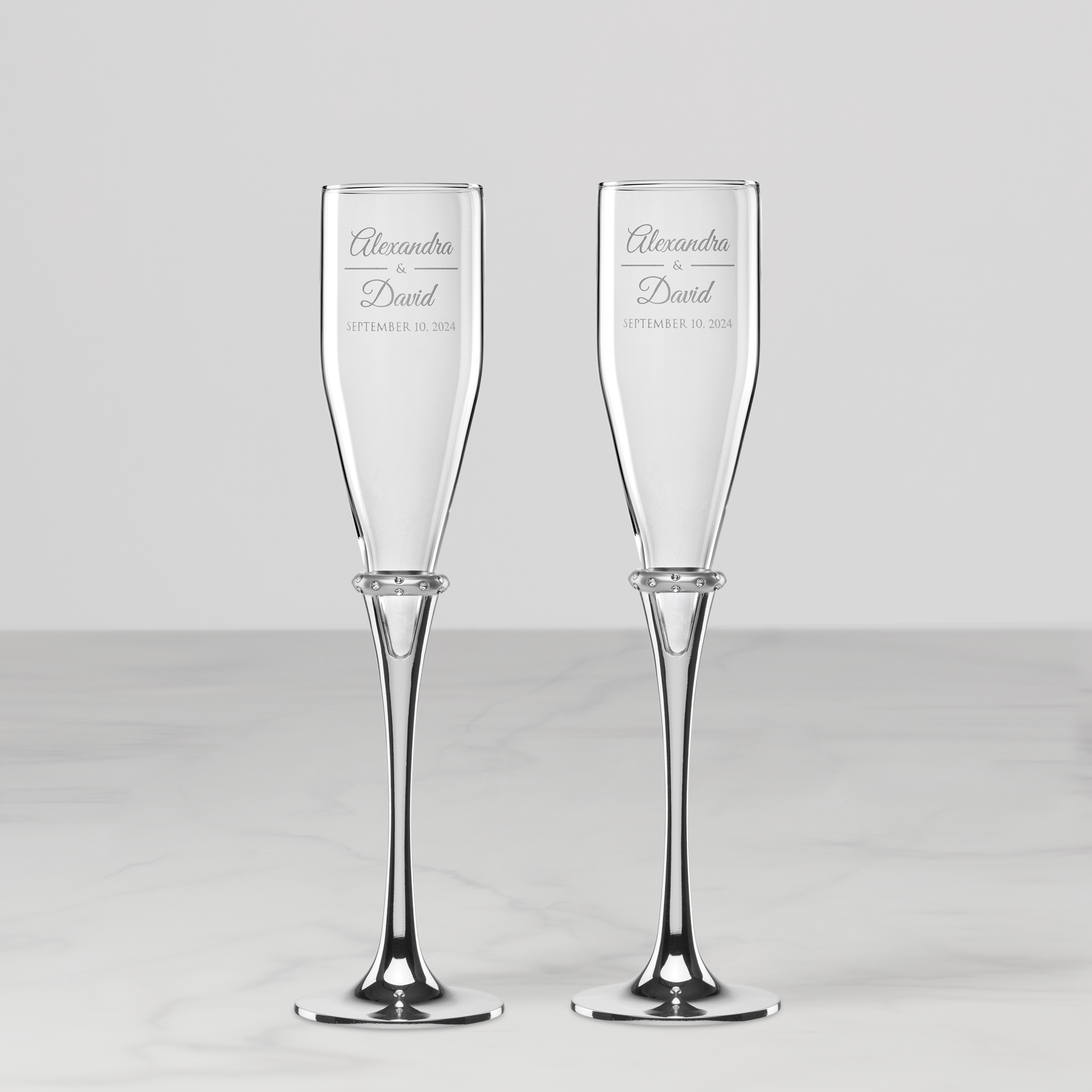 Personalized Devotion Toasting Flute. Set of 2