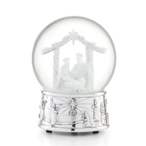 Nativity Silverplate Musical Snow Globe