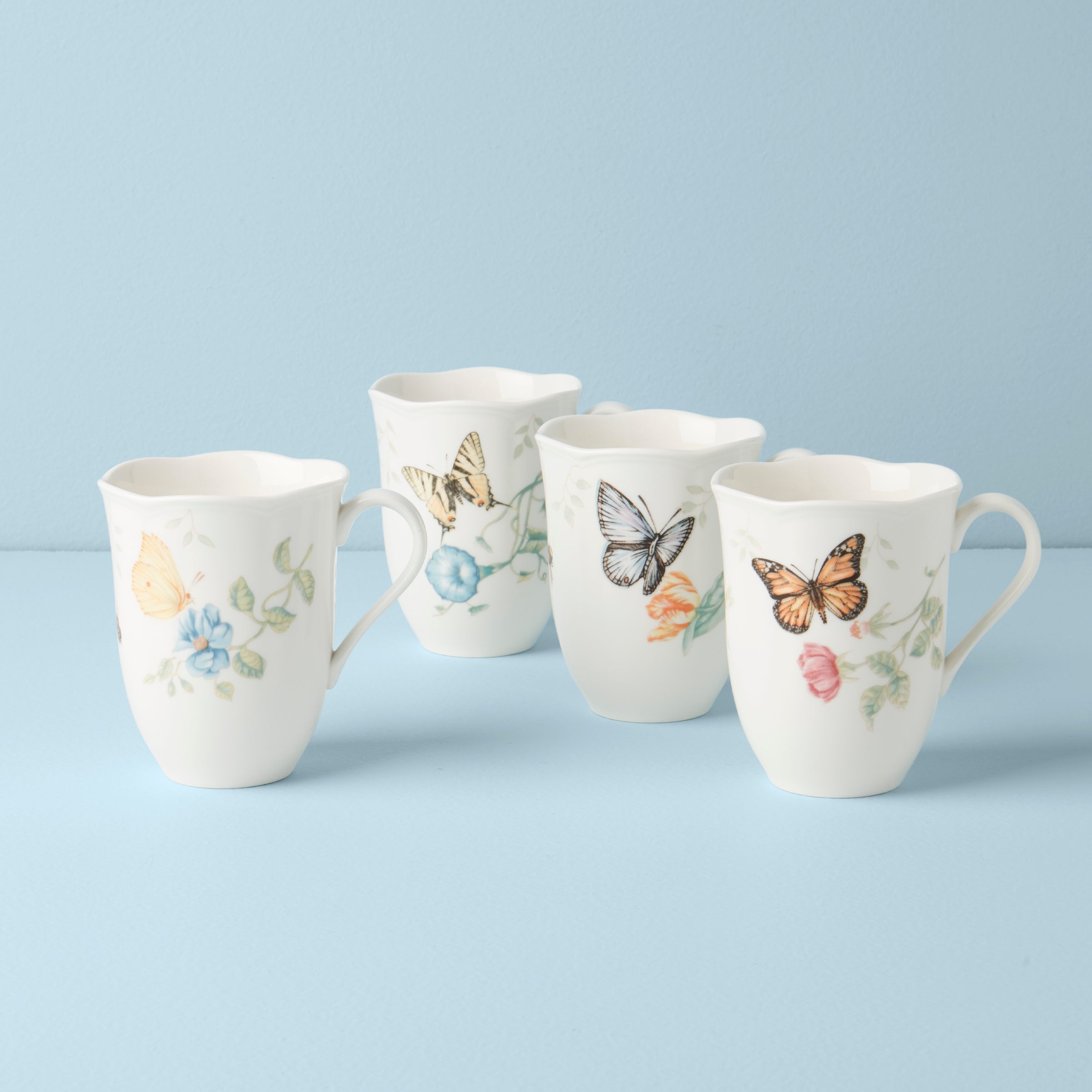 Butterfly Meadow Mugs. Set of 4