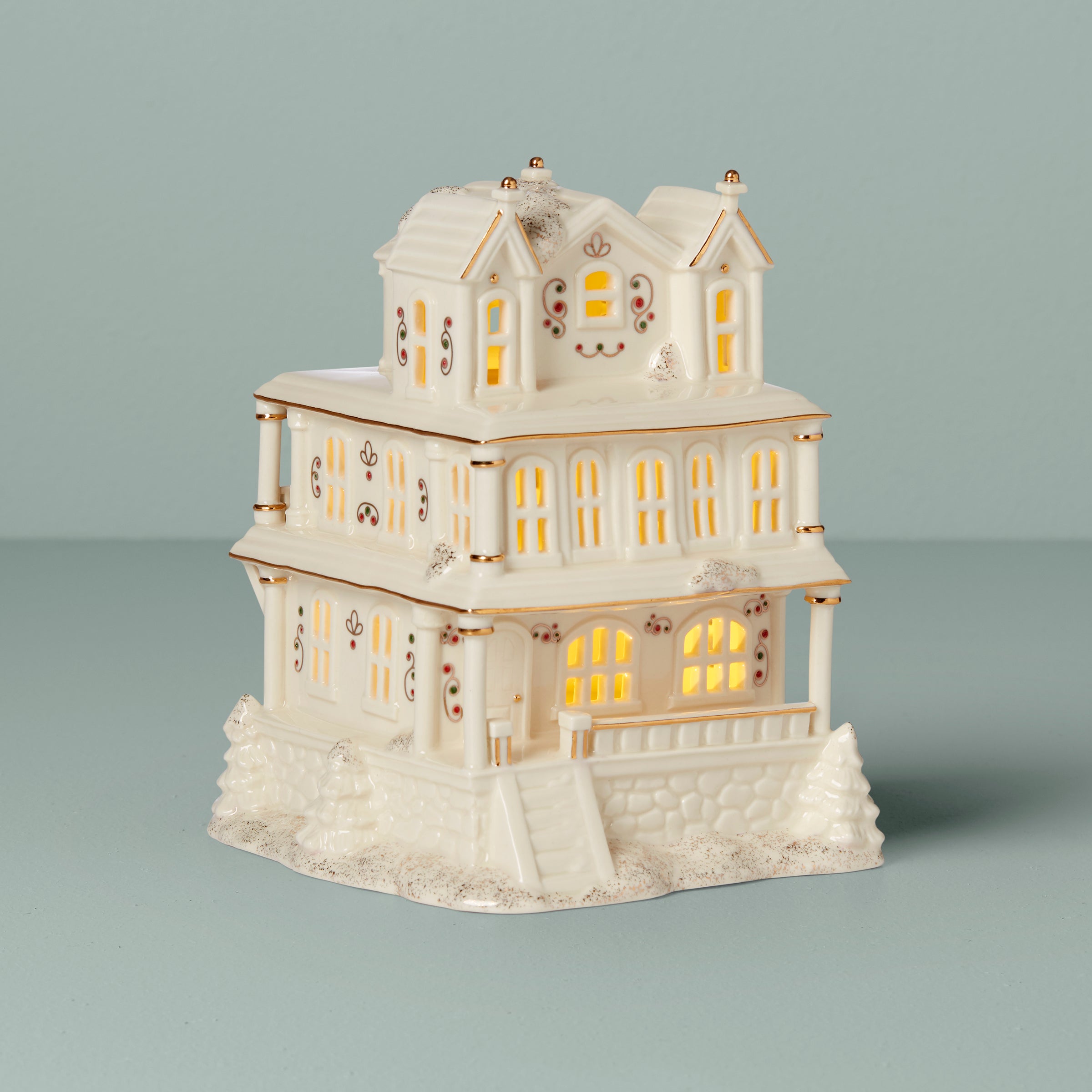 Mistletoe Park Victorian Mansion Lit Figurine