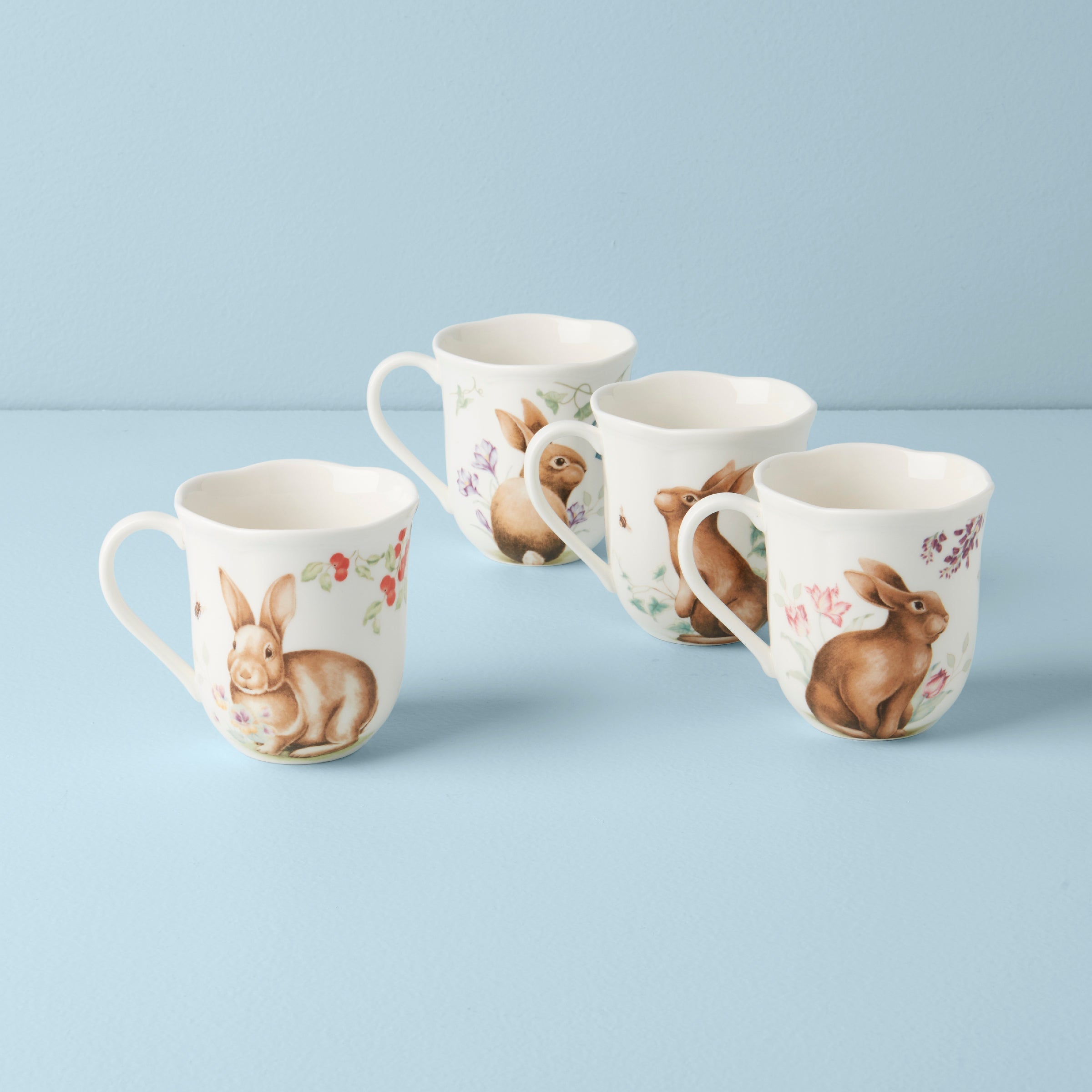 Butterfly Meadow Bunny Mugs. Set of 4 - Image 2
