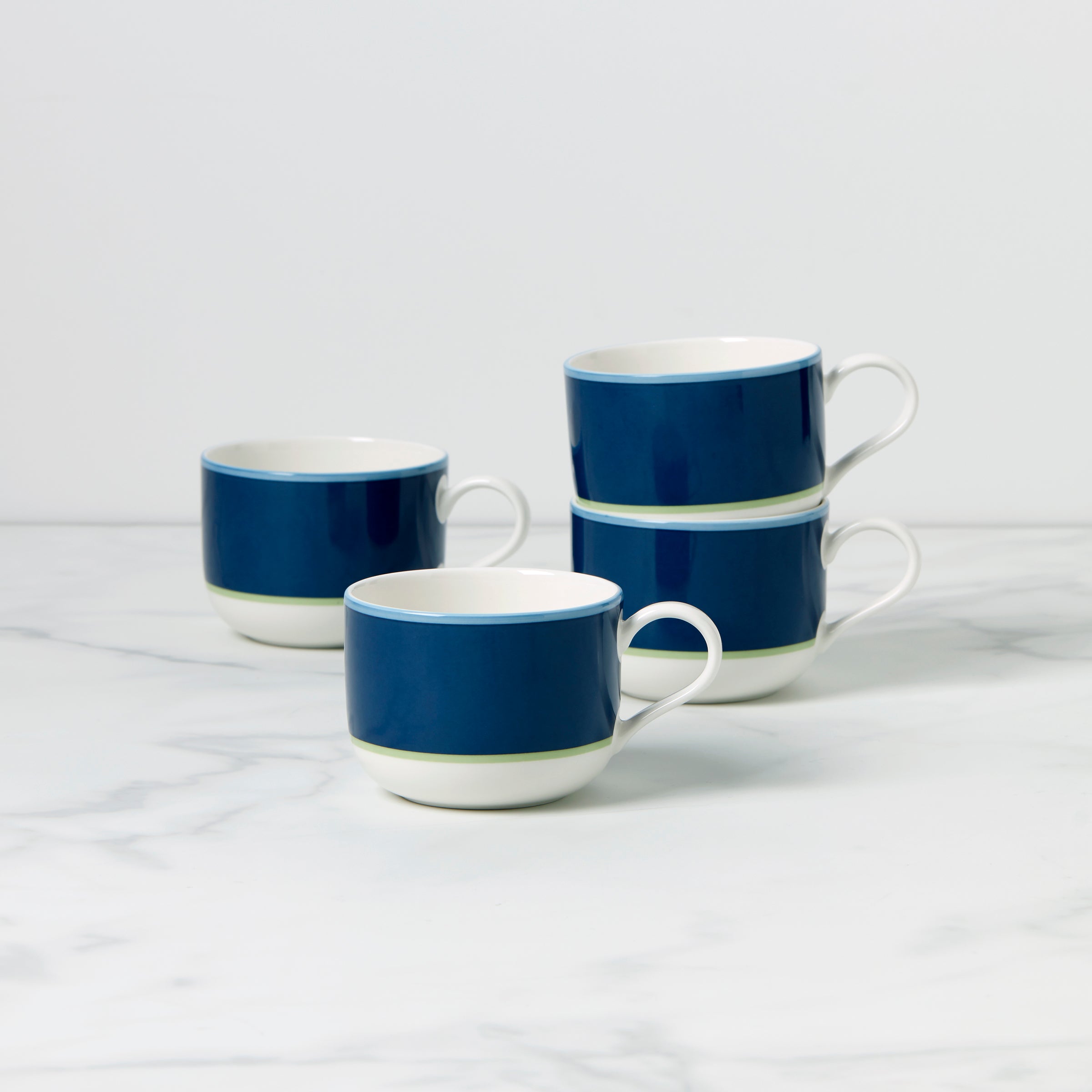 Make It Pop Navy & Green Mugs. Set of 4 - Image 2
