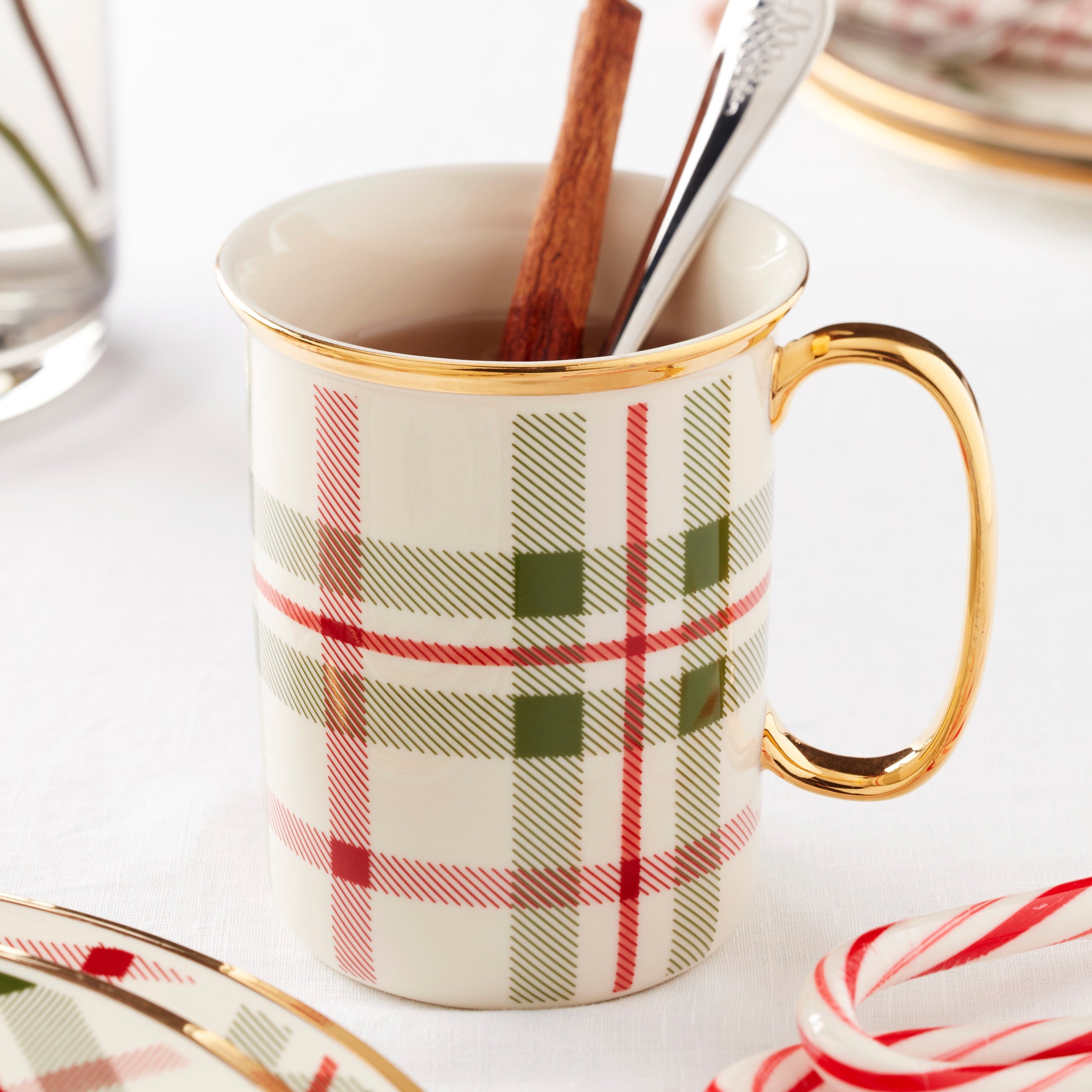 Holiday Plaid Mugs. Set of 4 - Image 4