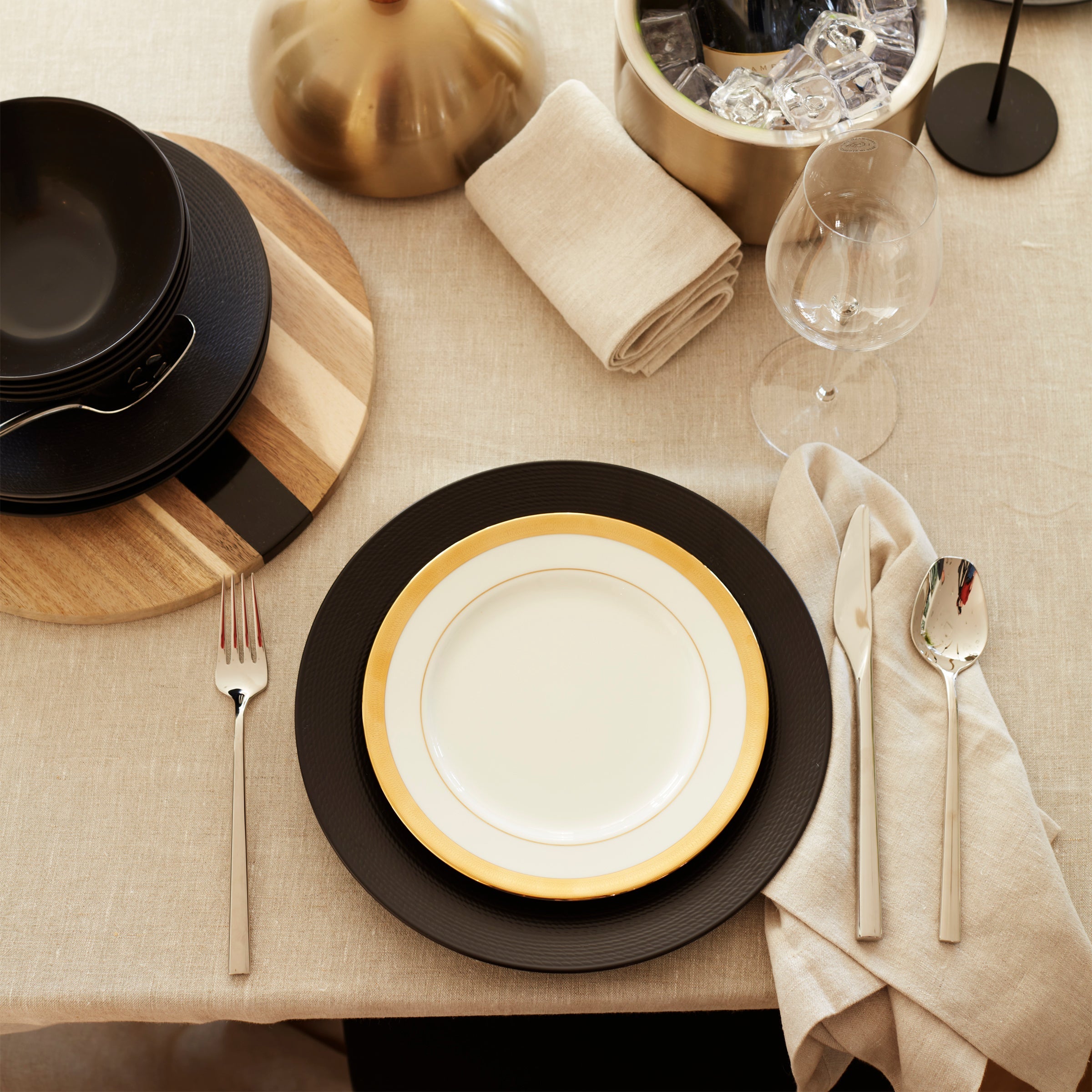 LX Collective Black 12-Piece Dinnerware Set - Image 2