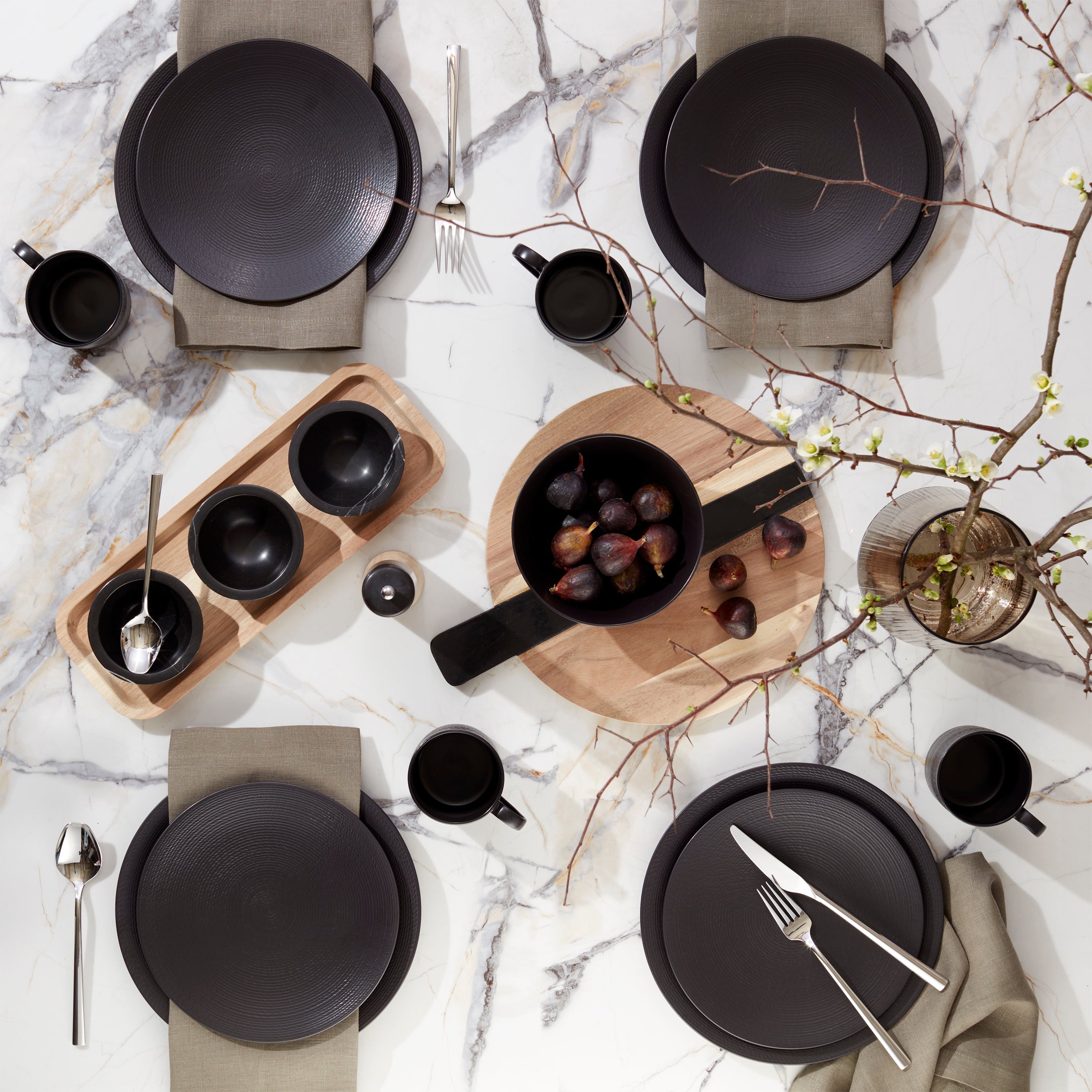 LX Collective Black 12-Piece Dinnerware Set - Image 6