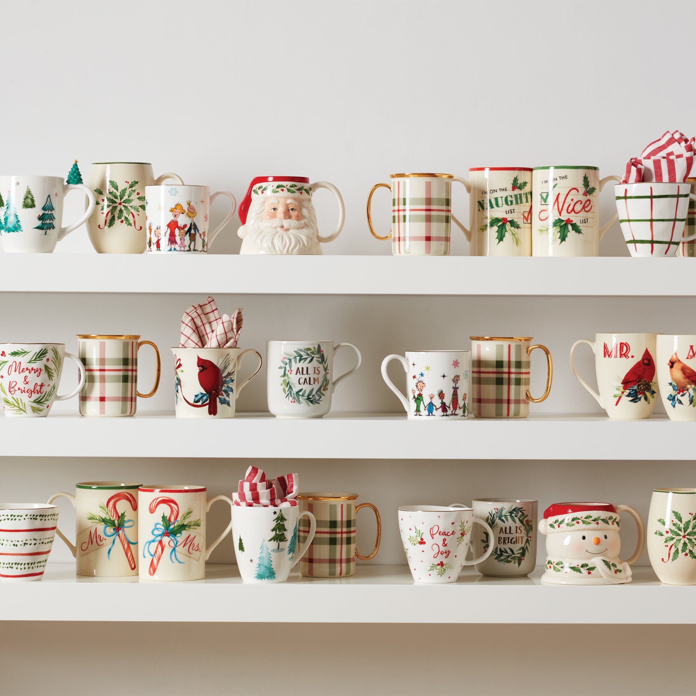 Holiday Plaid Mugs. Set of 4 - Image 3
