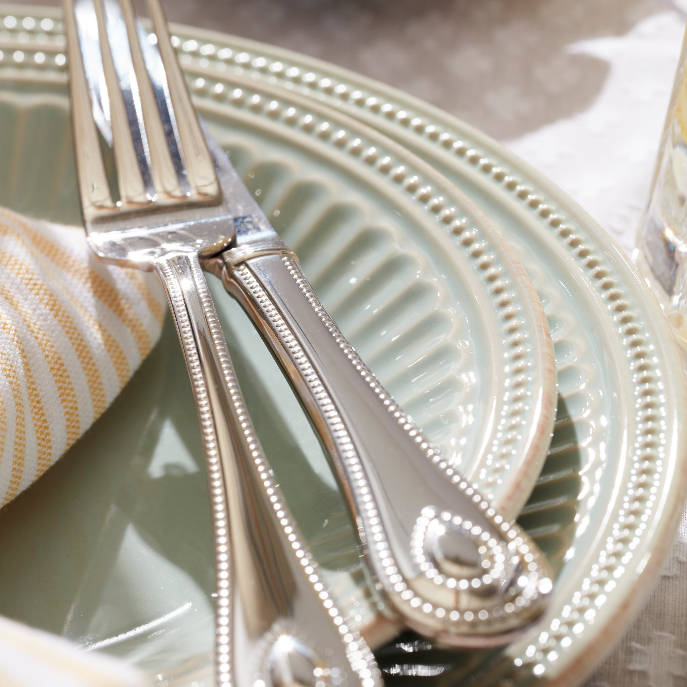 French Perle Groove Ice Blue 12-Piece Place Setting - Image 5