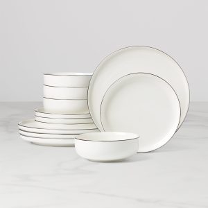 24 Seven Black Rim 12-Piece Dinnerware Set