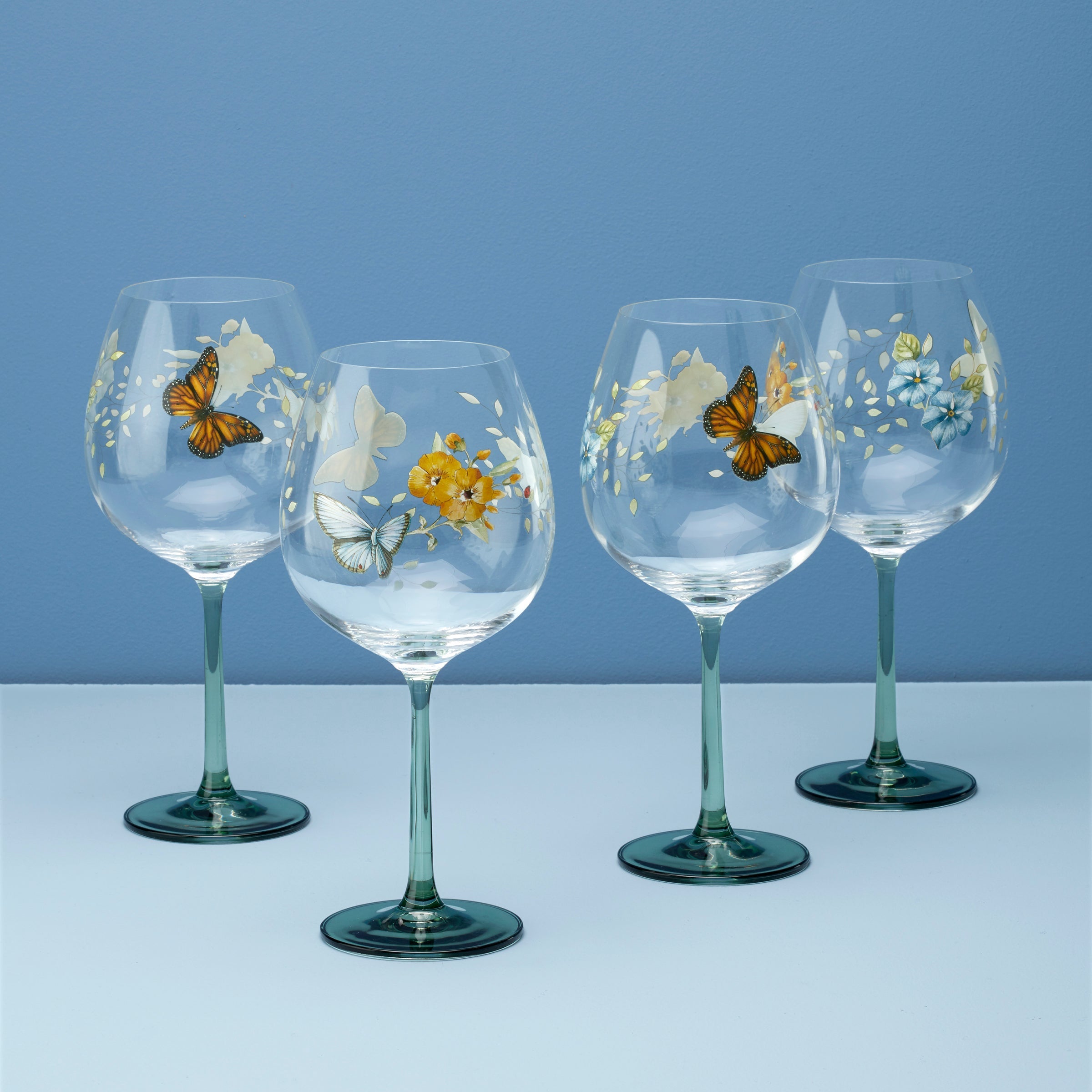 Butterfly Meadow Balloon Wine Glasses. Set of 4