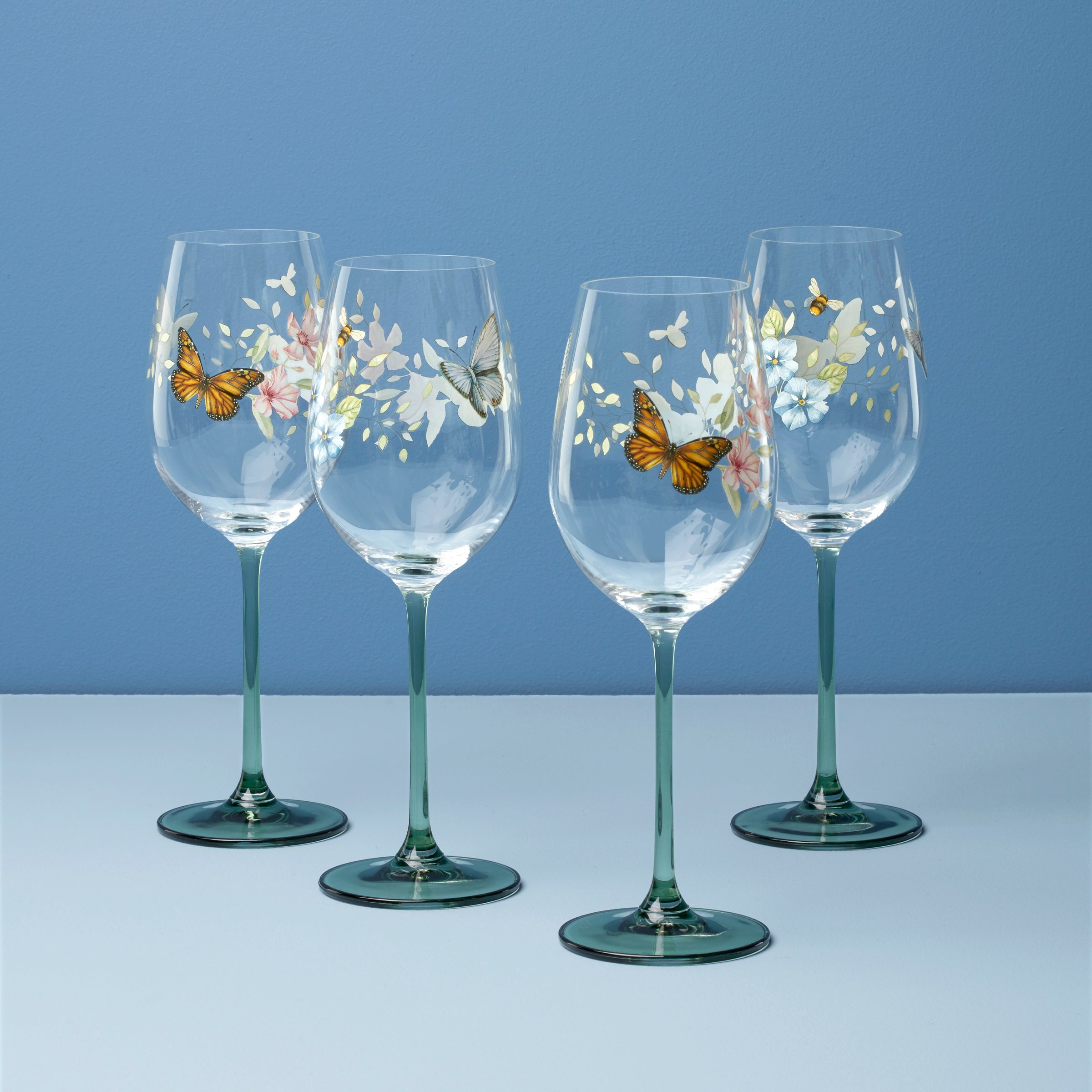 Butterfly Meadow Wine Glasses. Set of 4