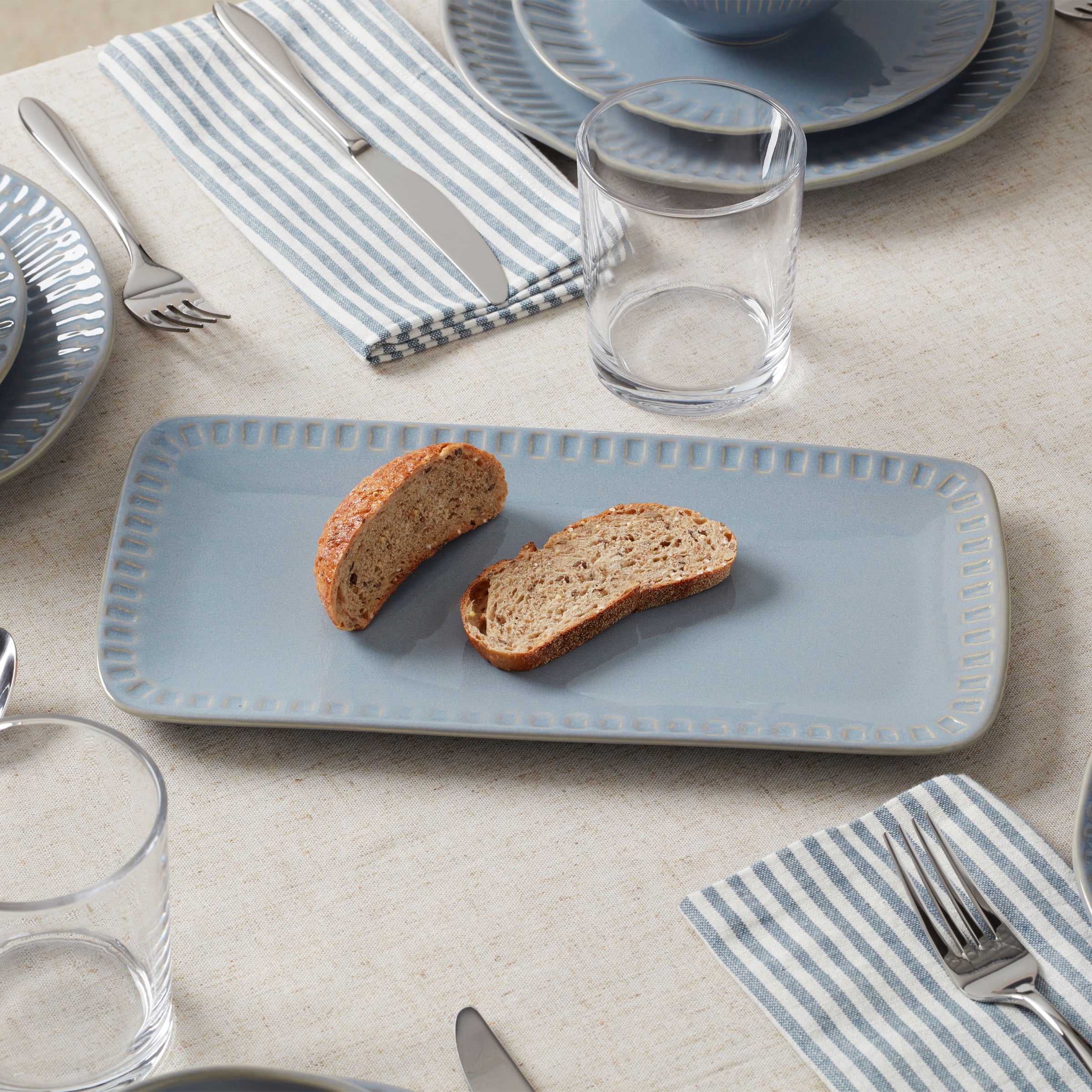 Artisanal Stripe Blue Hors d'Oeuvres Tray - Image 3