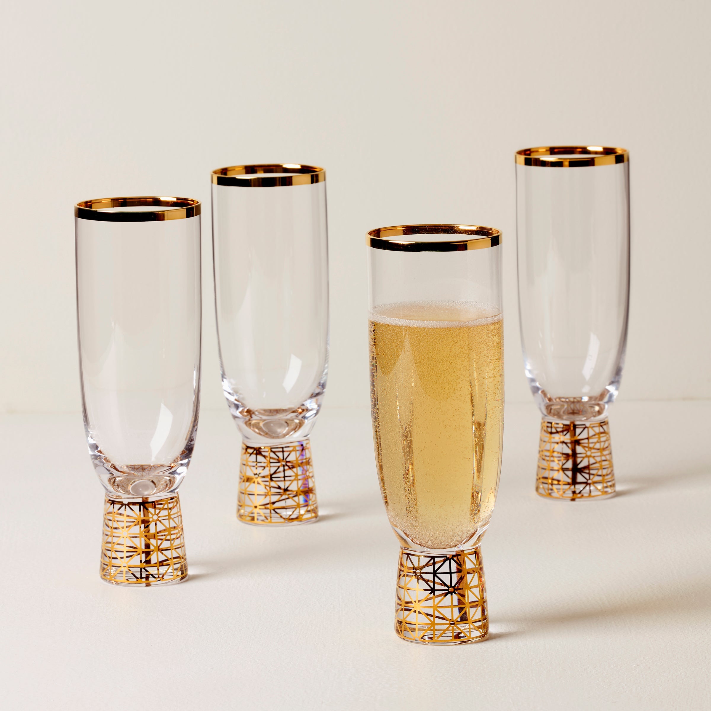 Tuscany Classics Gold Frost Flute Glasses. Set of 4 - Image 2