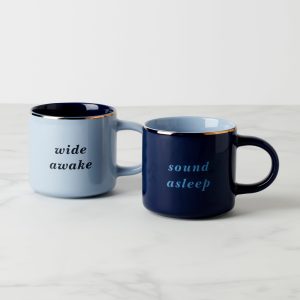 Two of a Kind Wide Awake & Sound Asleep Mugs. Set of 2