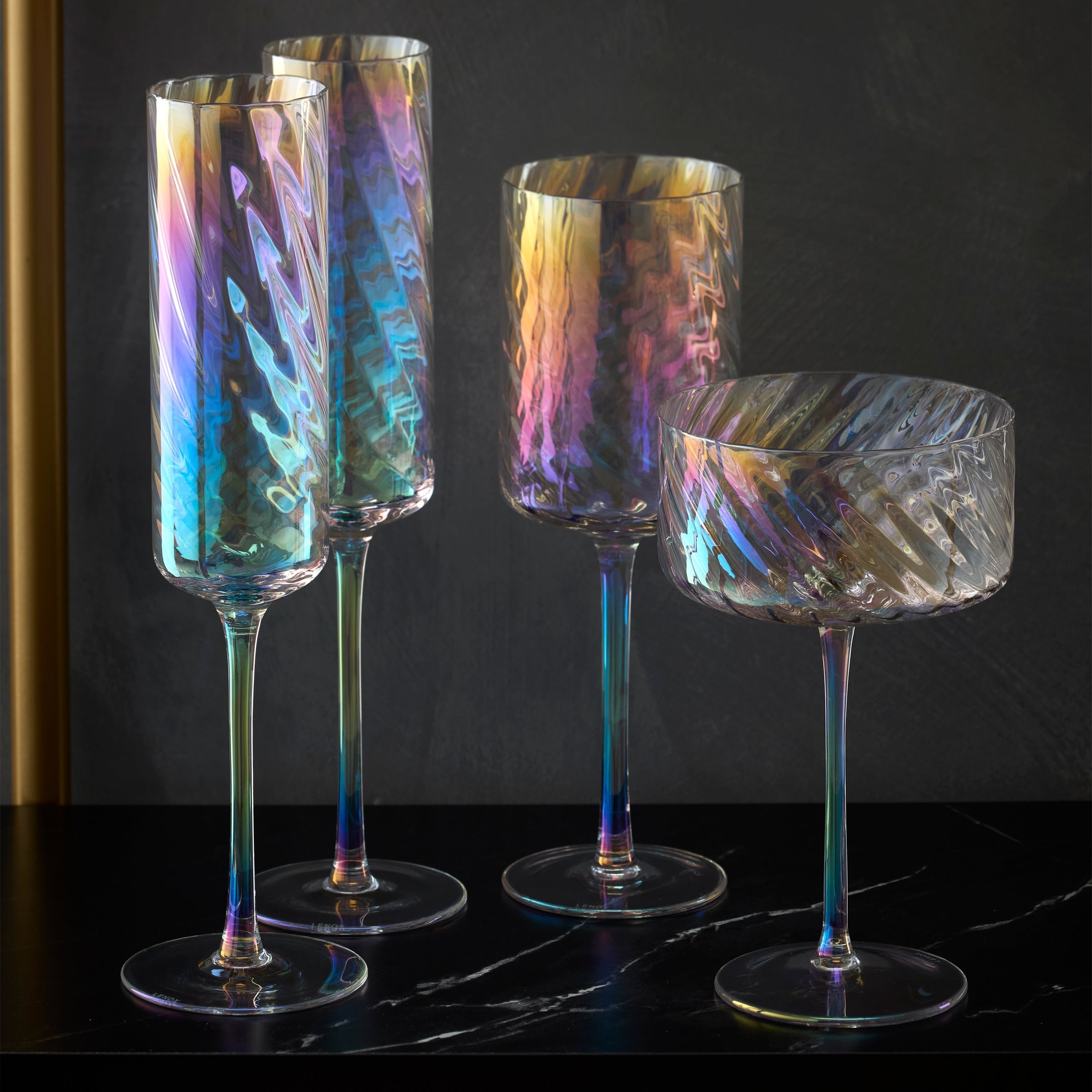 Tuscany Classics Iridescent Flute Glasses. Set of 4 - Image 3
