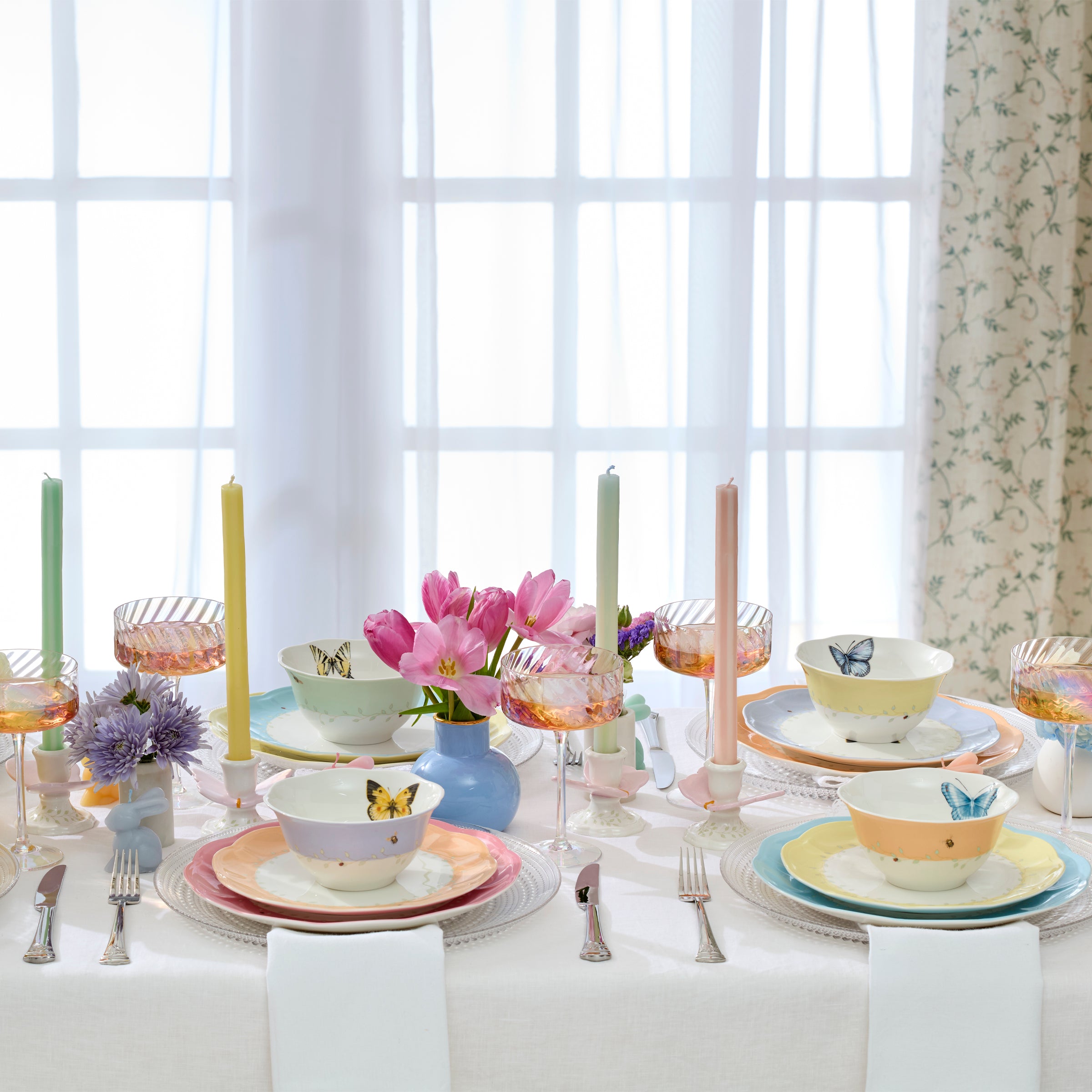 Pastel Striped Table Candles. Set of 8 - Image 3