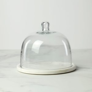 White Marble and Glass Cloche