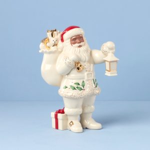 African American Santa with a Lantern Figurine