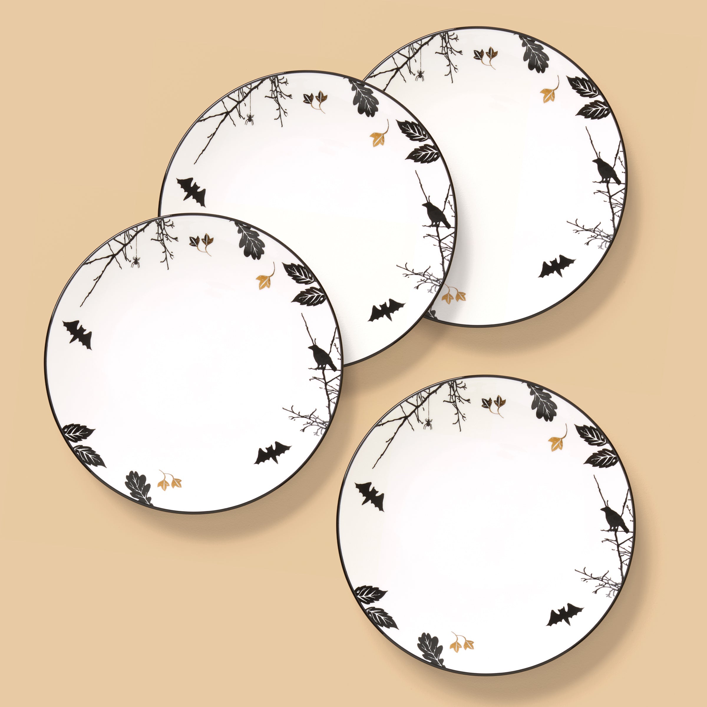 Haunted Halloween Dinner Plates. Set of 4
