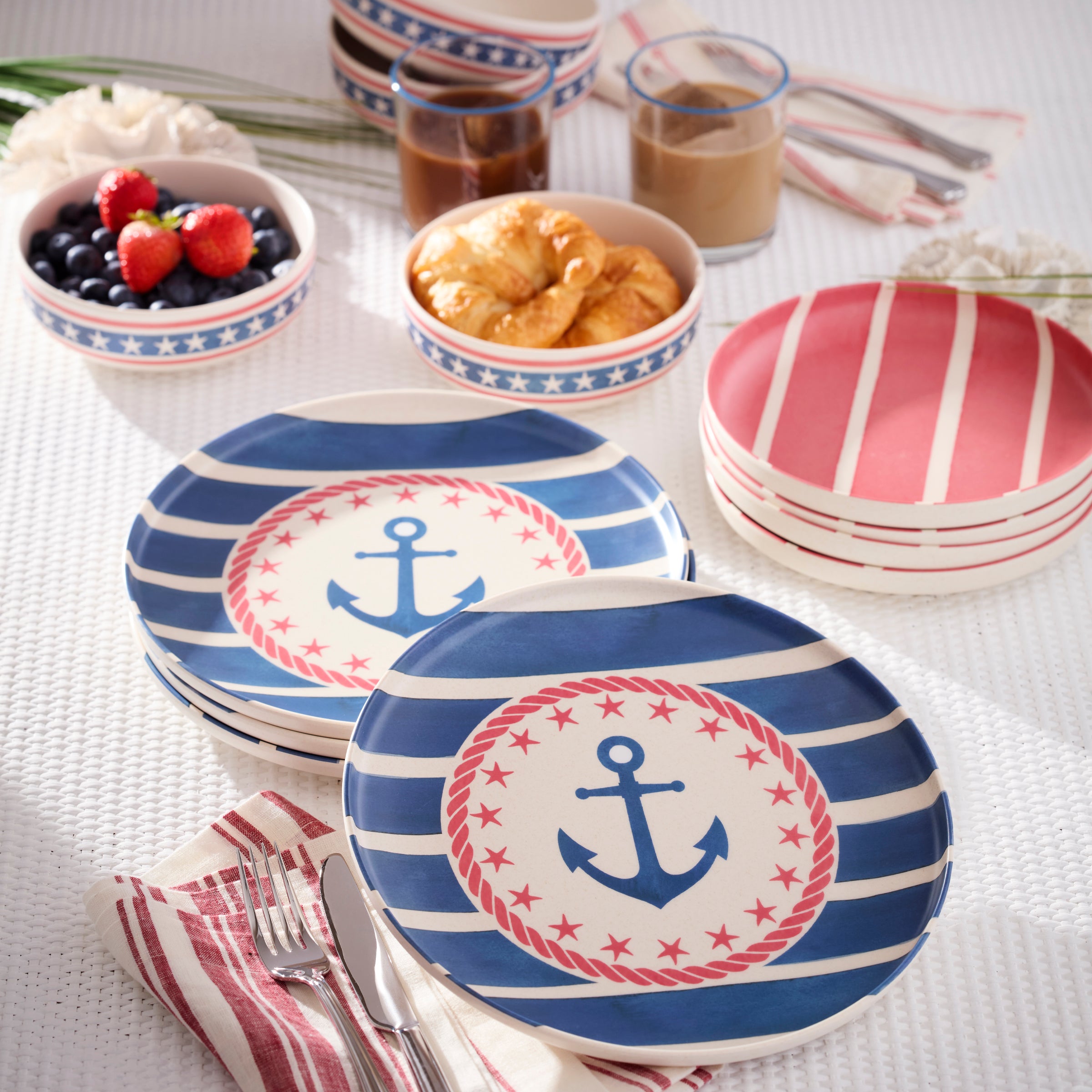24 Seven Melamine. Aweigh We Go 12-Piece Dinnerware Set - Image 5