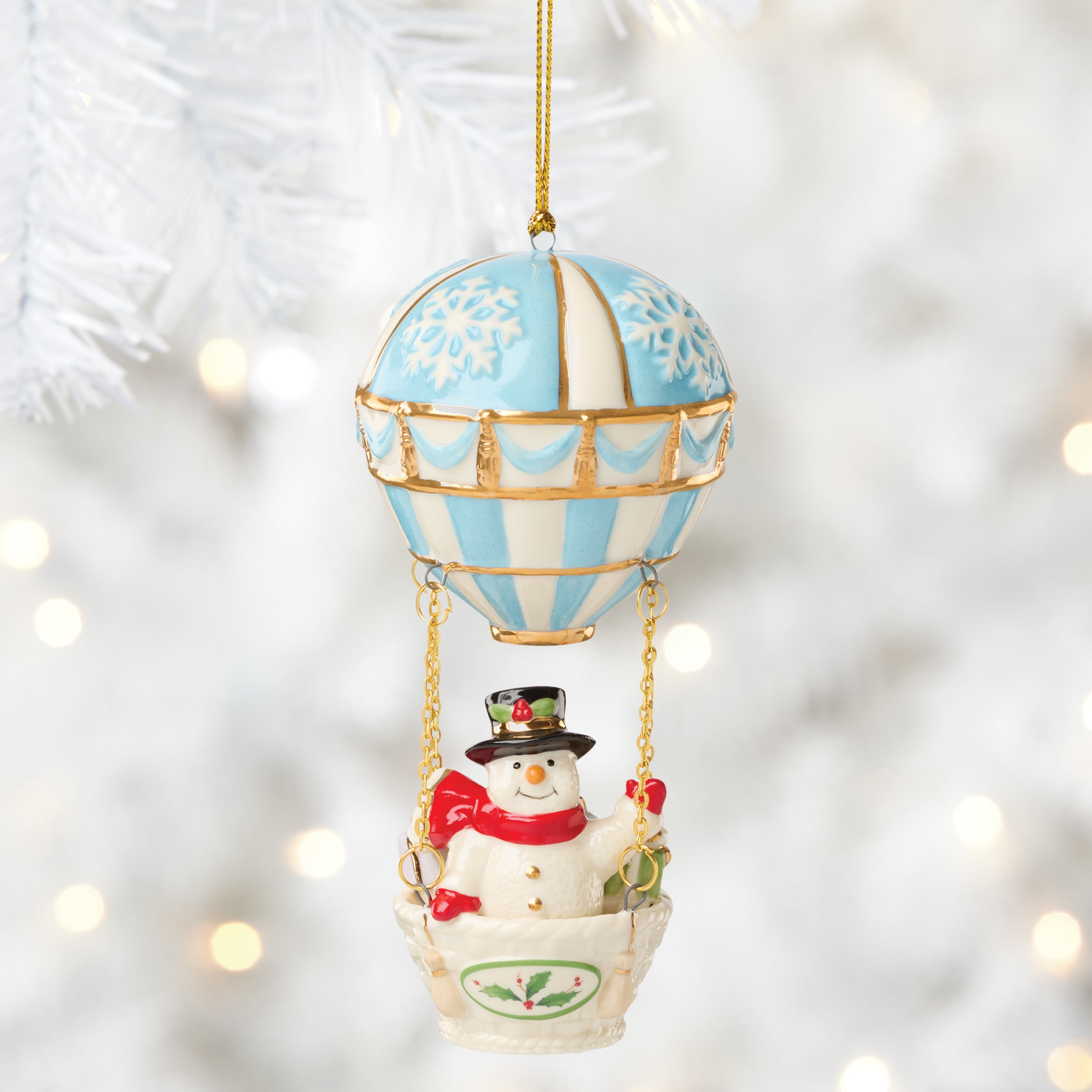 Snowman Hot Air Balloon Ornament - Image 3