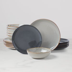 Organic Shades Gray 18-Piece Dinnerware Set