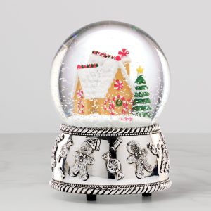 Winter Traditions Gingerbread House Silverplate Musical Snow Globe