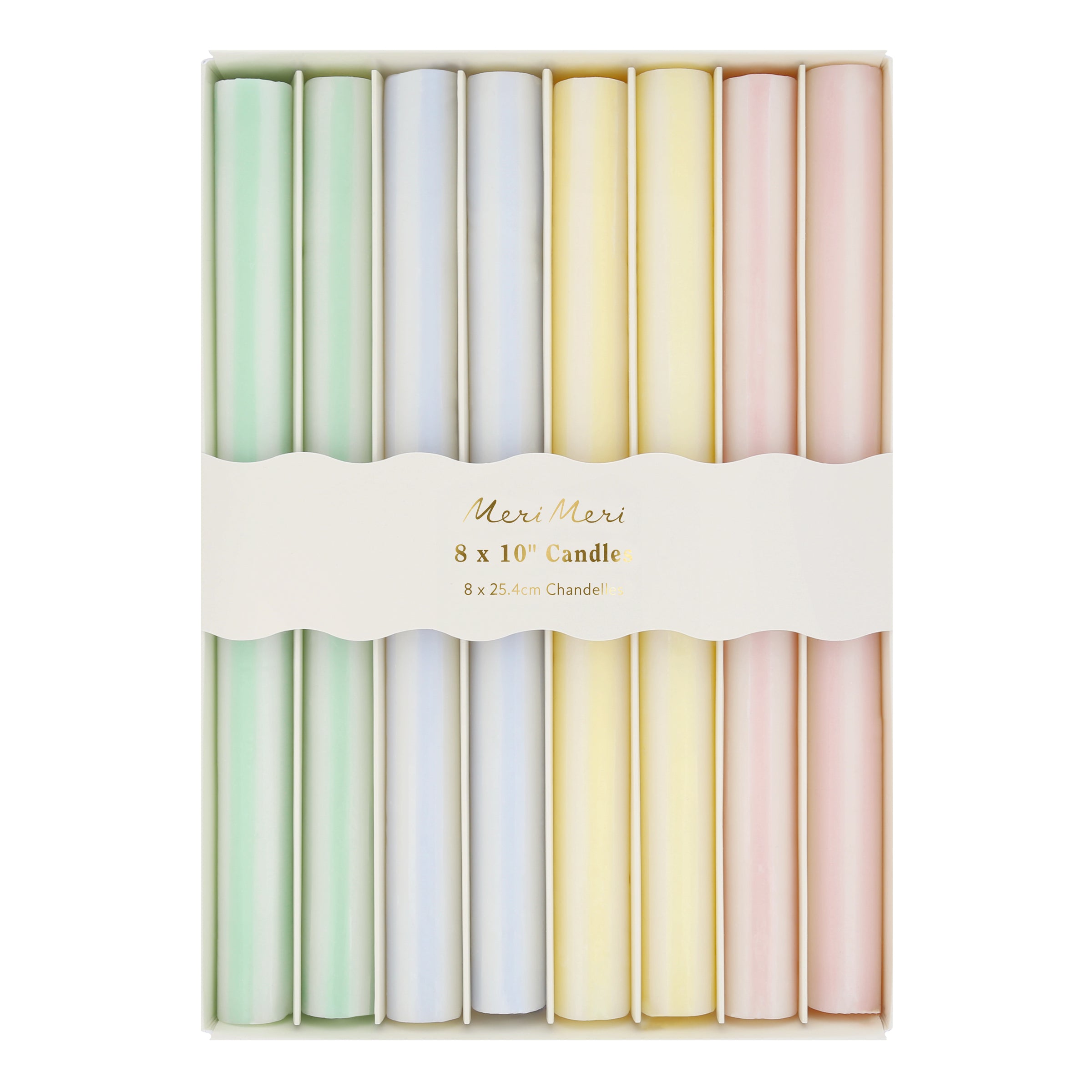 Pastel Striped Table Candles. Set of 8 - Image 2