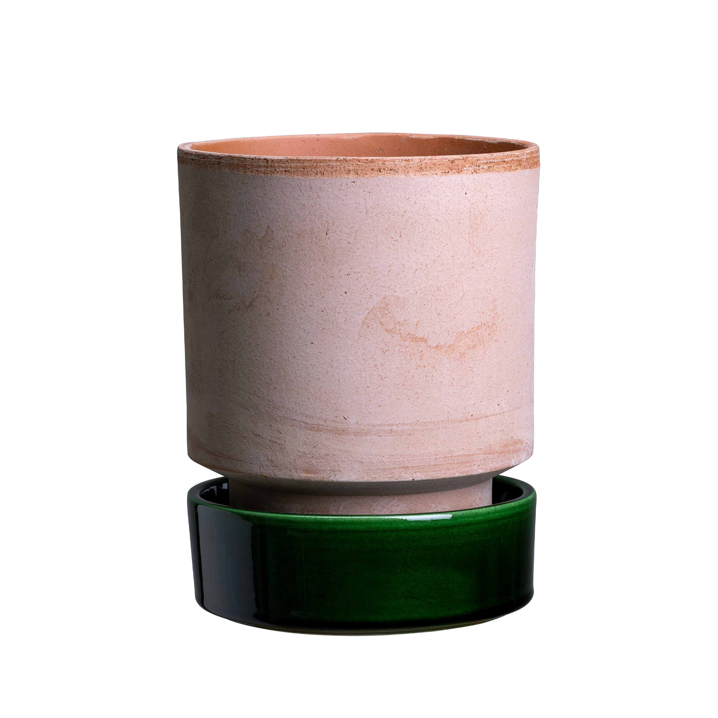 Hoff Raw Rosa & Glazed Emerald Green 8cm Pots. Set of 2 - Image 2