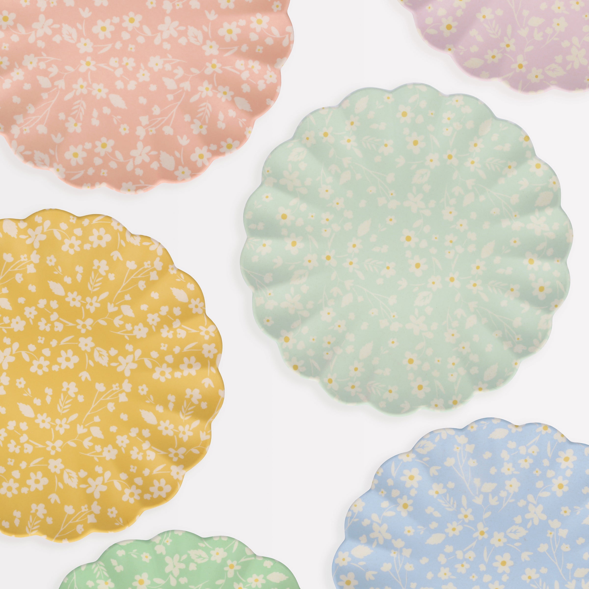 Floral Assorted Bamboo Large Plates. Set of 6 - Image 2