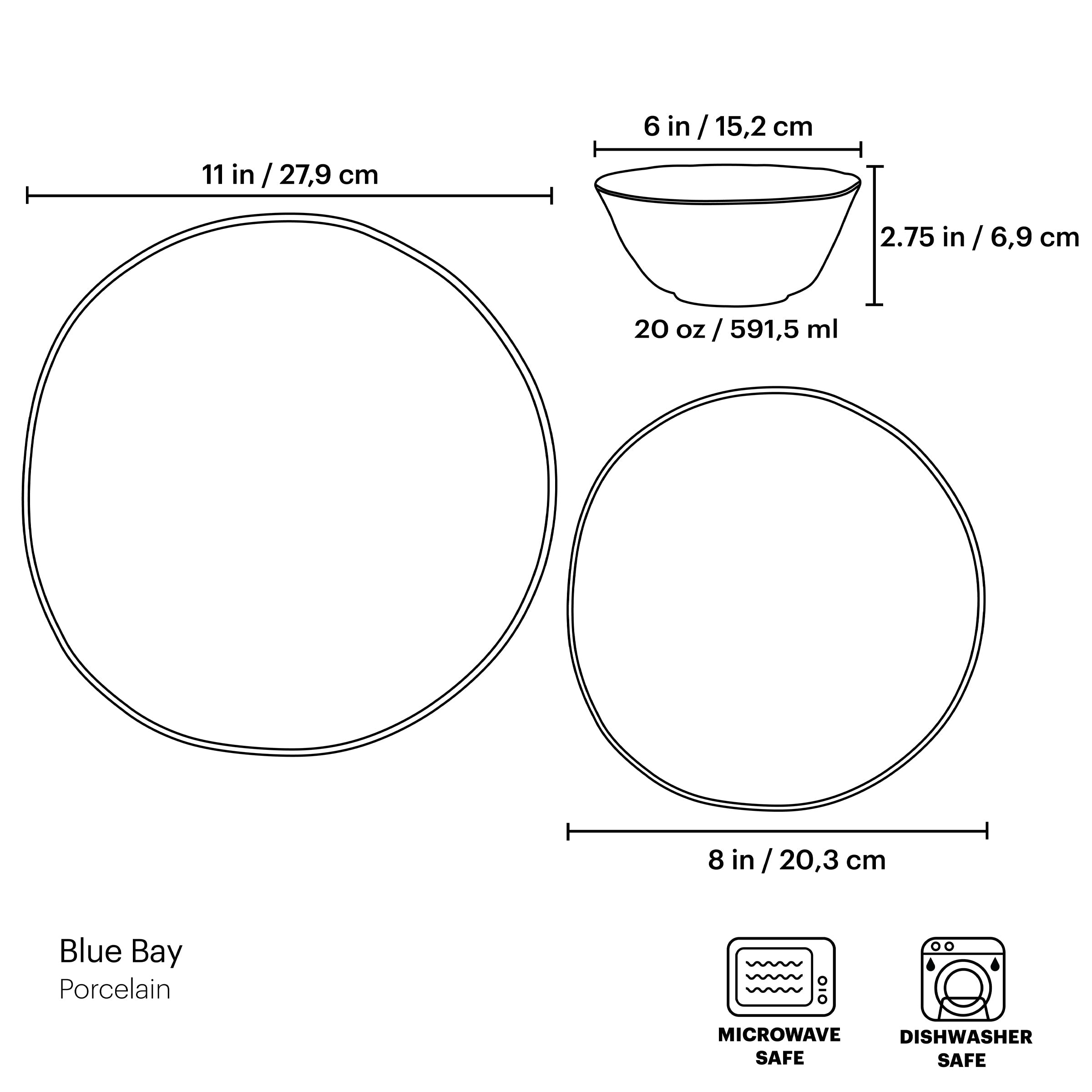 Blue Bay White 12-Piece Dinnerware Set - Image 7