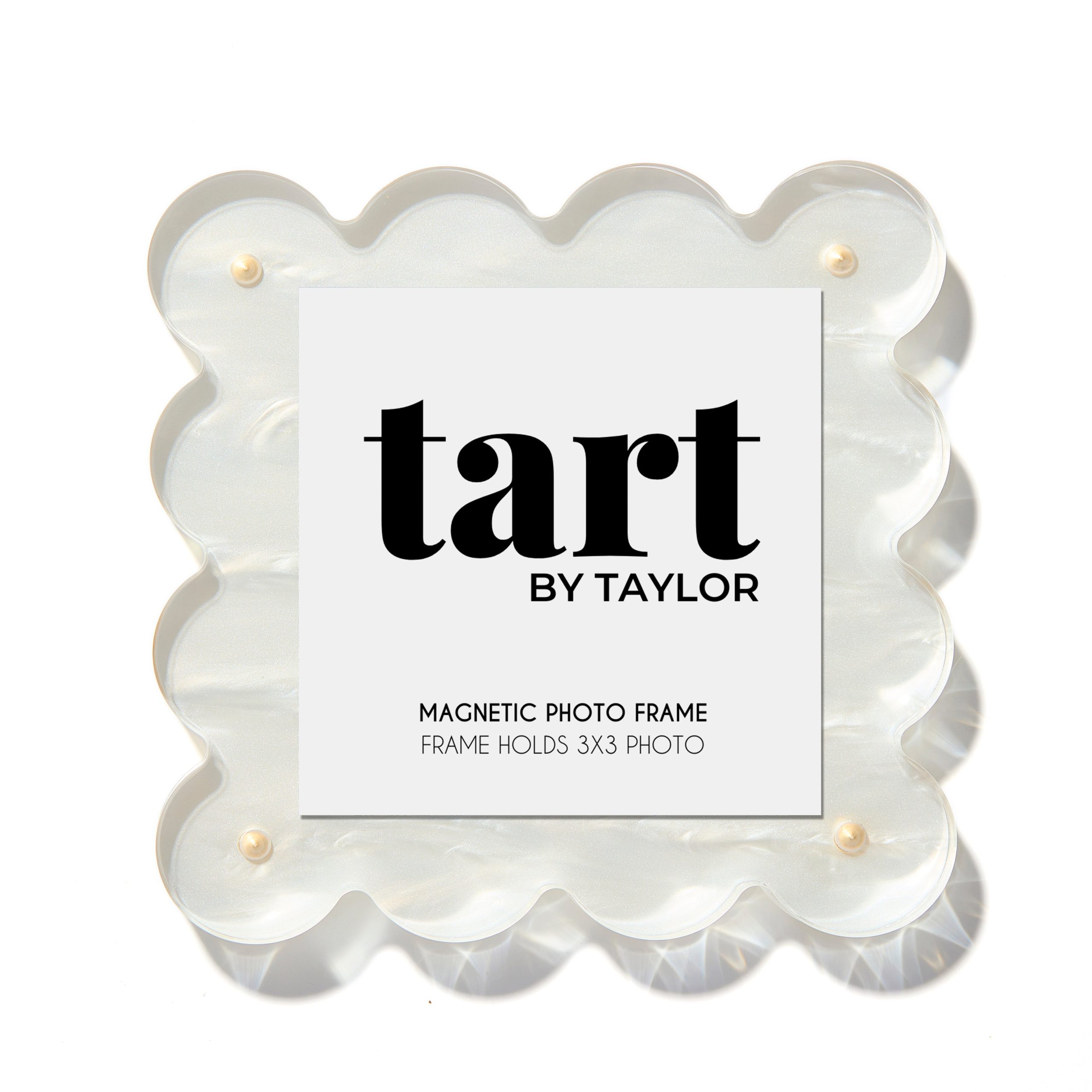 Mini Pearl White Scalloped Acrylic Photo Frame